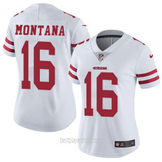 Womens San Francisco 49ers #16 Joe Montana Game White Road Vapor Jersey Bestplayer